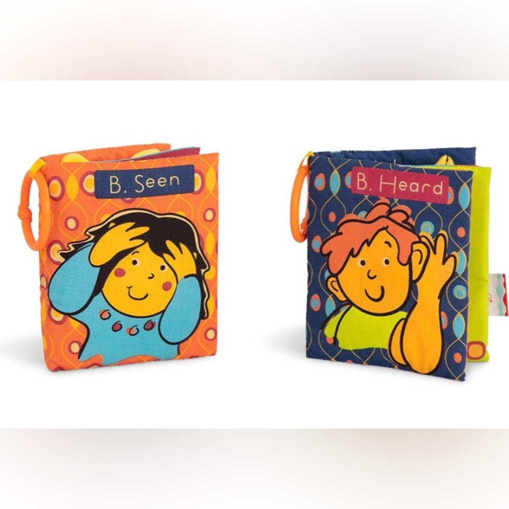 NWOT B.toys battat set of 2 interactive fabric sensory books